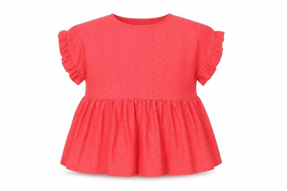 Front view of New Look women’s pink polyester basic t-shirt, size UK 10, round neck