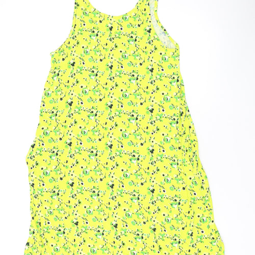 NEXT Womens Yellow Floral Viscose Tank Dress Size M Scoop Neck Pullover