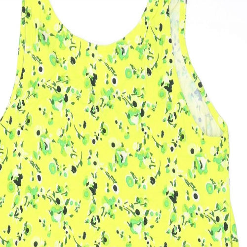 NEXT Womens Yellow Floral Viscose Tank Dress Size M Scoop Neck Pullover