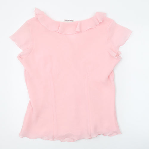 Bonmarché Womens Pink Polyester Basic Blouse Size 18 V-Neck