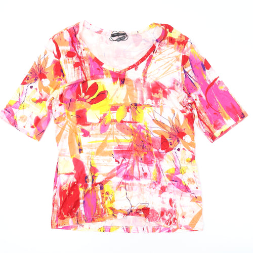 Marcona Womens Pink Geometric Viscose Basic Blouse Size 12 Scoop Neck