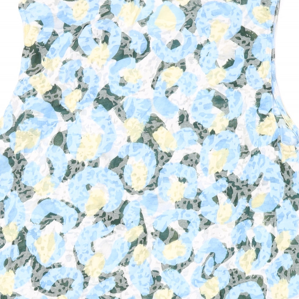 Bimba & Lola Womens Blue Floral Cotton Basic Tank Size M Round Neck