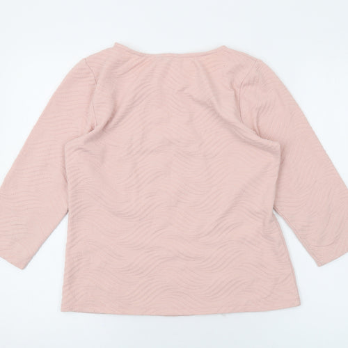 BHS Womens Pink Polyester Basic Blouse Size 12 Scoop Neck