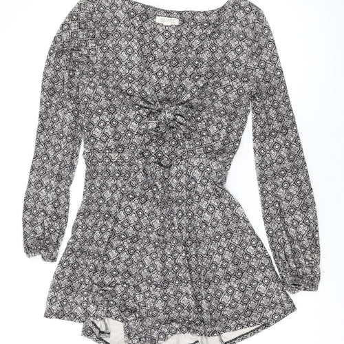 American Eagle Outfitters Womens Black Geometric Cotton Playsuit One-Piece Size M Pullover