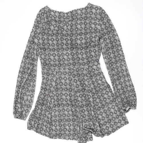 American Eagle Outfitters Womens Black Geometric Cotton Playsuit One-Piece Size M Pullover