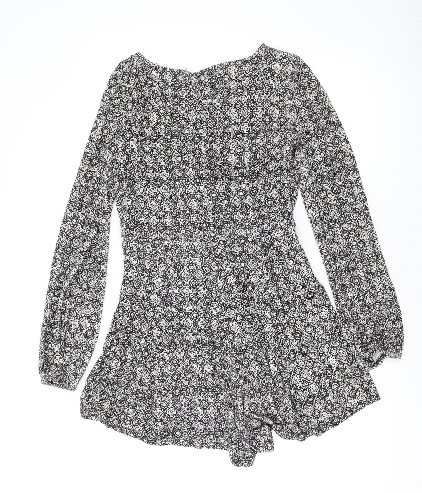 American Eagle Outfitters Womens Black Geometric Cotton Playsuit One-Piece Size M Pullover