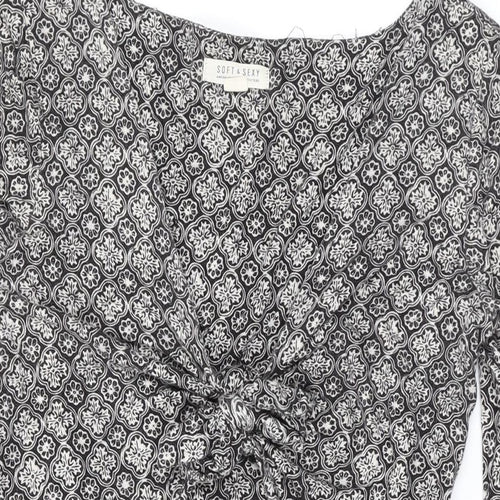 American Eagle Outfitters Womens Black Geometric Cotton Playsuit One-Piece Size M Pullover