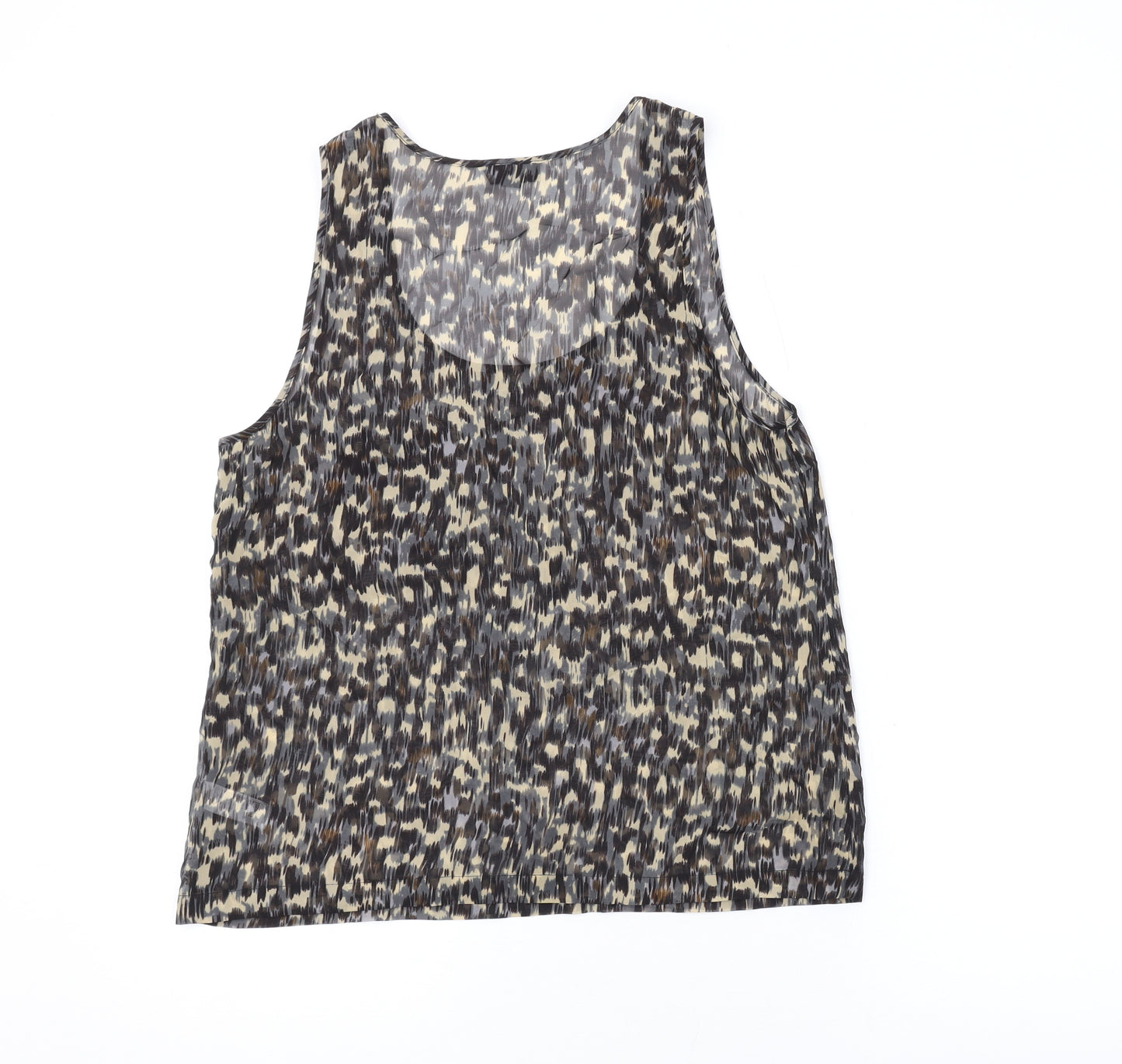 Topshop Womens Brown Geometric Polyester Basic Tank Size 12 Scoop Neck