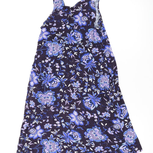 NEXT Womens Blue Floral Viscose Tank Dress Size S Scoop Neck Pullover