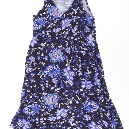 NEXT Womens Blue Floral Viscose Tank Dress Size S Scoop Neck Pullover