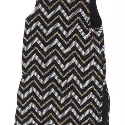River Island Womens Multicoloured Geometric Nylon Tank Dress Size 10 Round Neck Pullover - Glitter