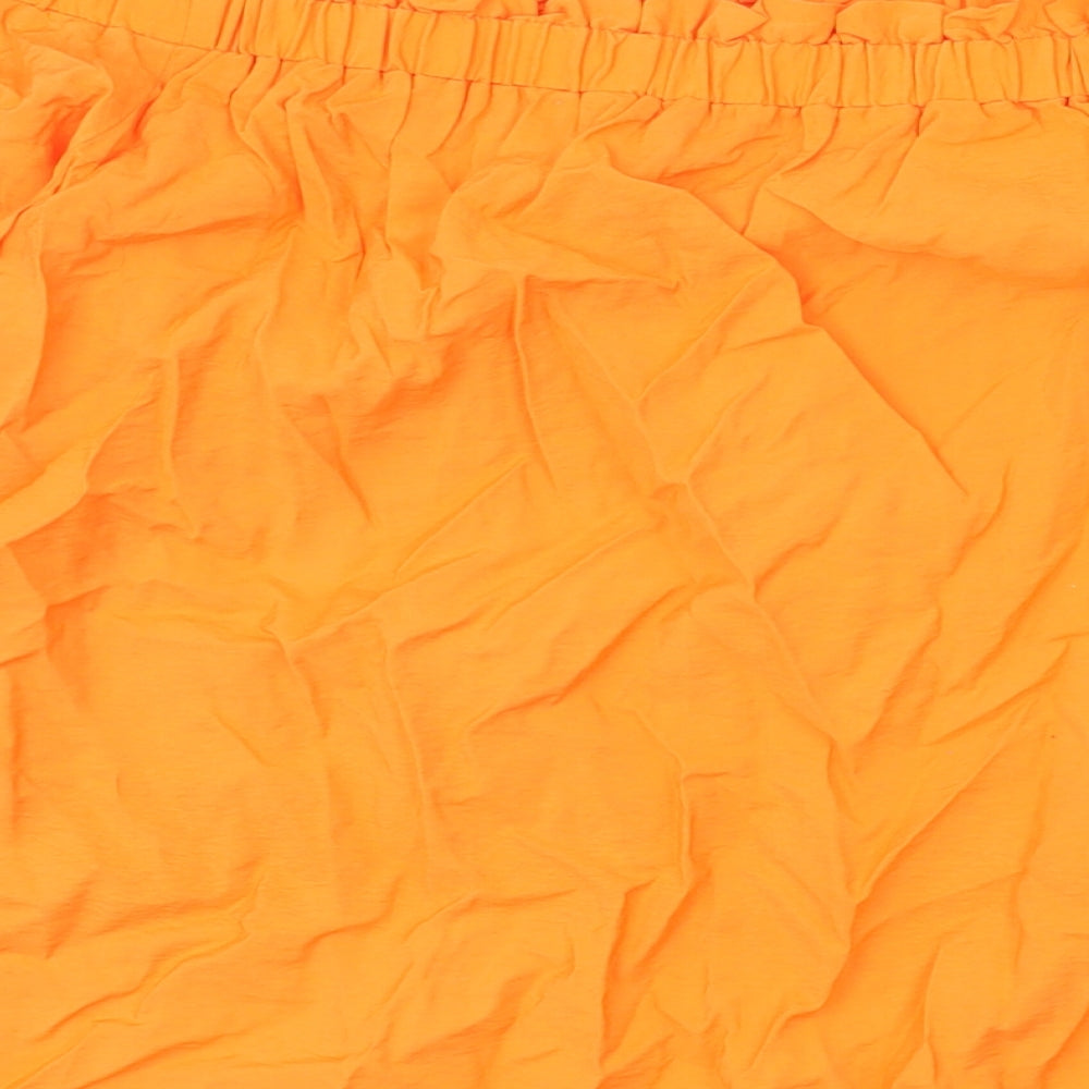 Marks and Spencer Womens Orange Viscose Basic T-Shirt Size 12 Off the Shoulder