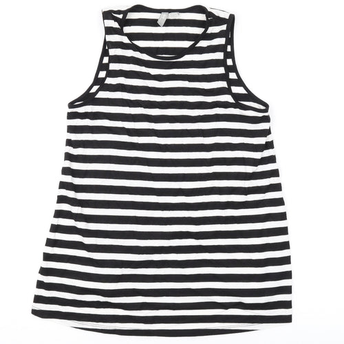 ASOS Womens Black Striped Polyester Basic Tank Size 8 Round Neck