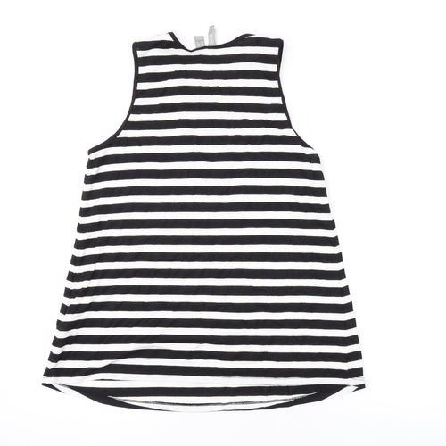 ASOS Womens Black Striped Polyester Basic Tank Size 8 Round Neck