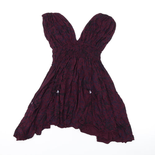 Topshop Womens Purple Geometric Viscose Basic Tank Size 8 V-Neck