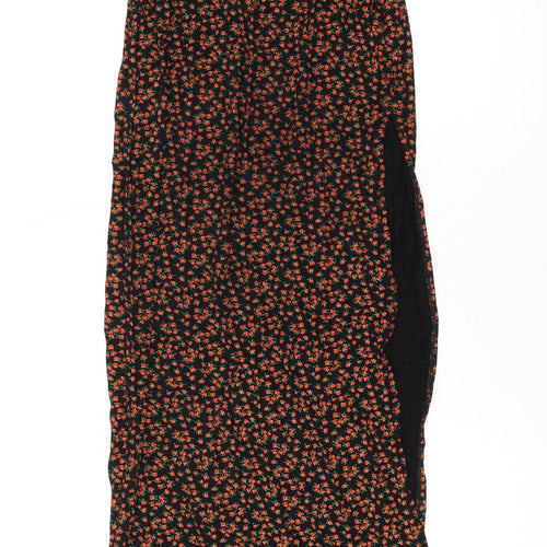 Nasty Gal Womens Orange Floral Viscose Maxi Size 12 Off the Shoulder Pullover