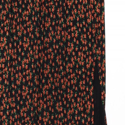 Nasty Gal Womens Orange Floral Viscose Maxi Size 12 Off the Shoulder Pullover