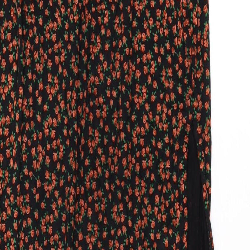 Nasty Gal Womens Orange Floral Viscose Maxi Size 12 Off the Shoulder Pullover
