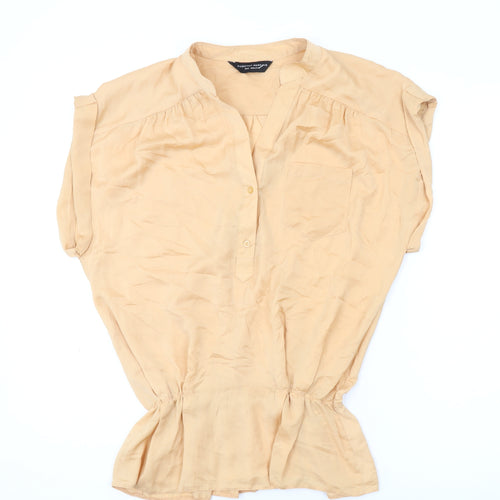 Dorothy Perkins Womens Orange Polyester Basic Blouse Size 10 V-Neck