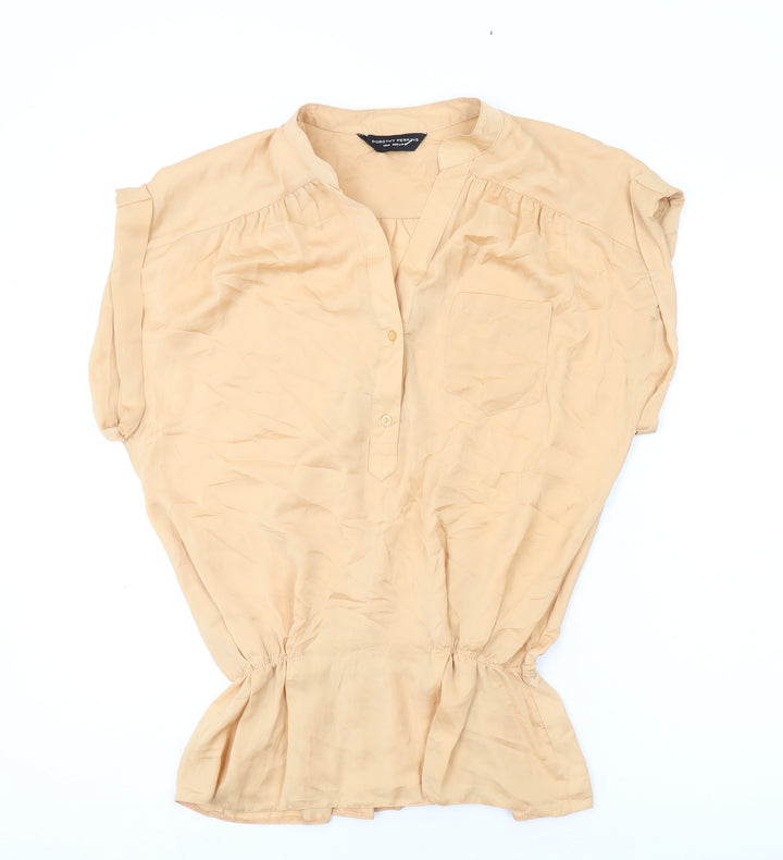 Dorothy Perkins Womens Orange Polyester Basic Blouse Size 10 V-Neck