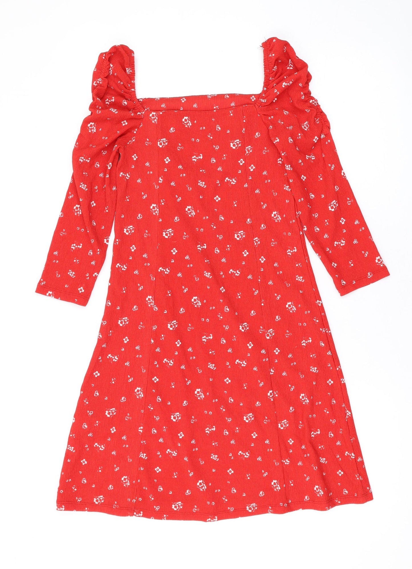 River Island Womens Red Geometric Polyester A-Line Size 12 Square Neck Pullover