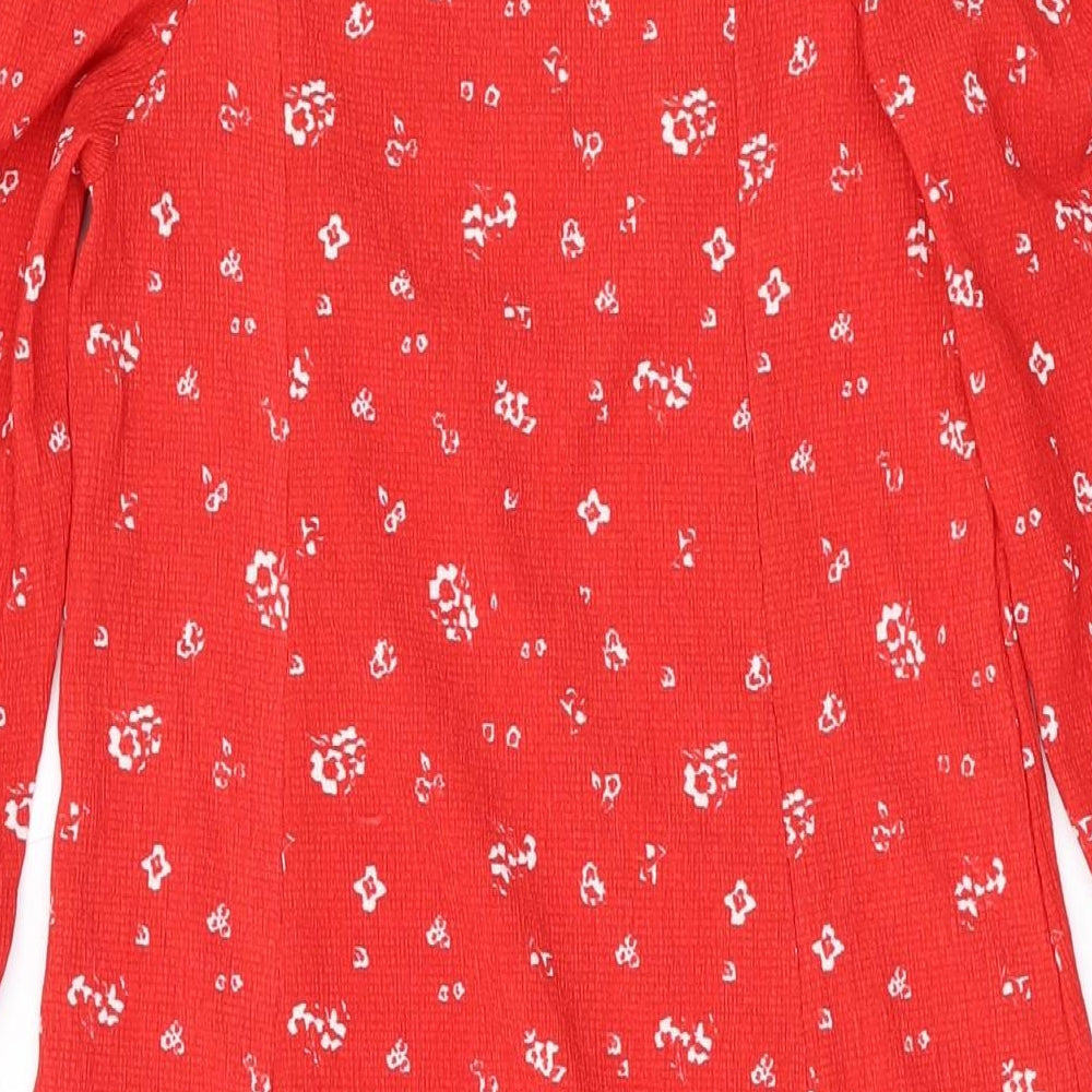 River Island Womens Red Geometric Polyester A-Line Size 12 Square Neck Pullover