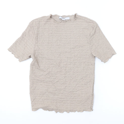 NEXT Womens Beige Polyester Basic T-Shirt Size 6 Round Neck