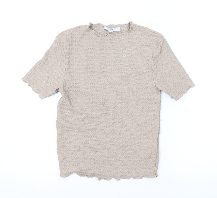 NEXT Womens Beige Polyester Basic T-Shirt Size 6 Round Neck