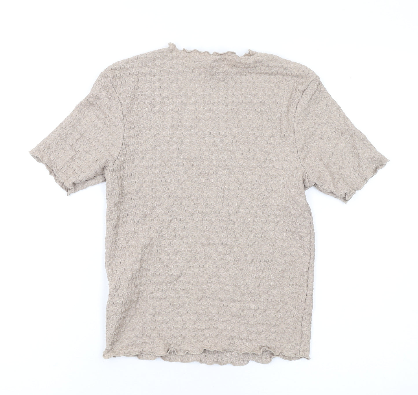 NEXT Womens Beige Polyester Basic T-Shirt Size 6 Round Neck