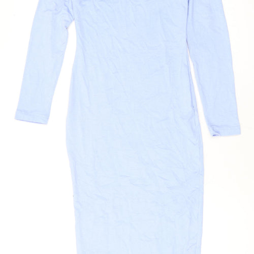 Missguided Womens Blue Polyester Maxi Size 8 Square Neck Pullover