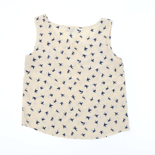 Hearts & Bows Womens Beige Geometric Polyester Basic Tank Size 12 Scoop Neck - Birds