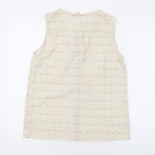 NEXT Womens Green Geometric Polyester Basic Tank Size 12 V-Neck