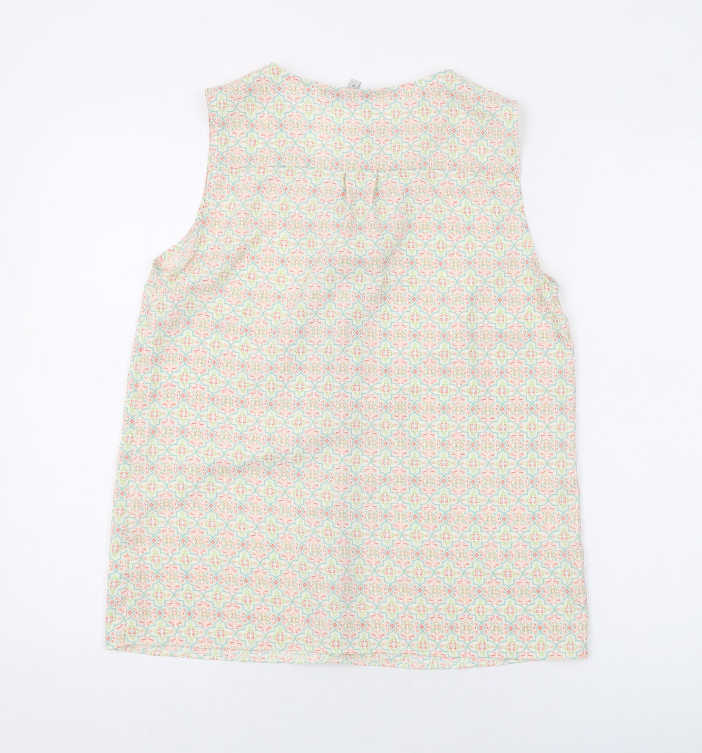 NEXT Womens Green Geometric Polyester Basic Tank Size 12 V-Neck