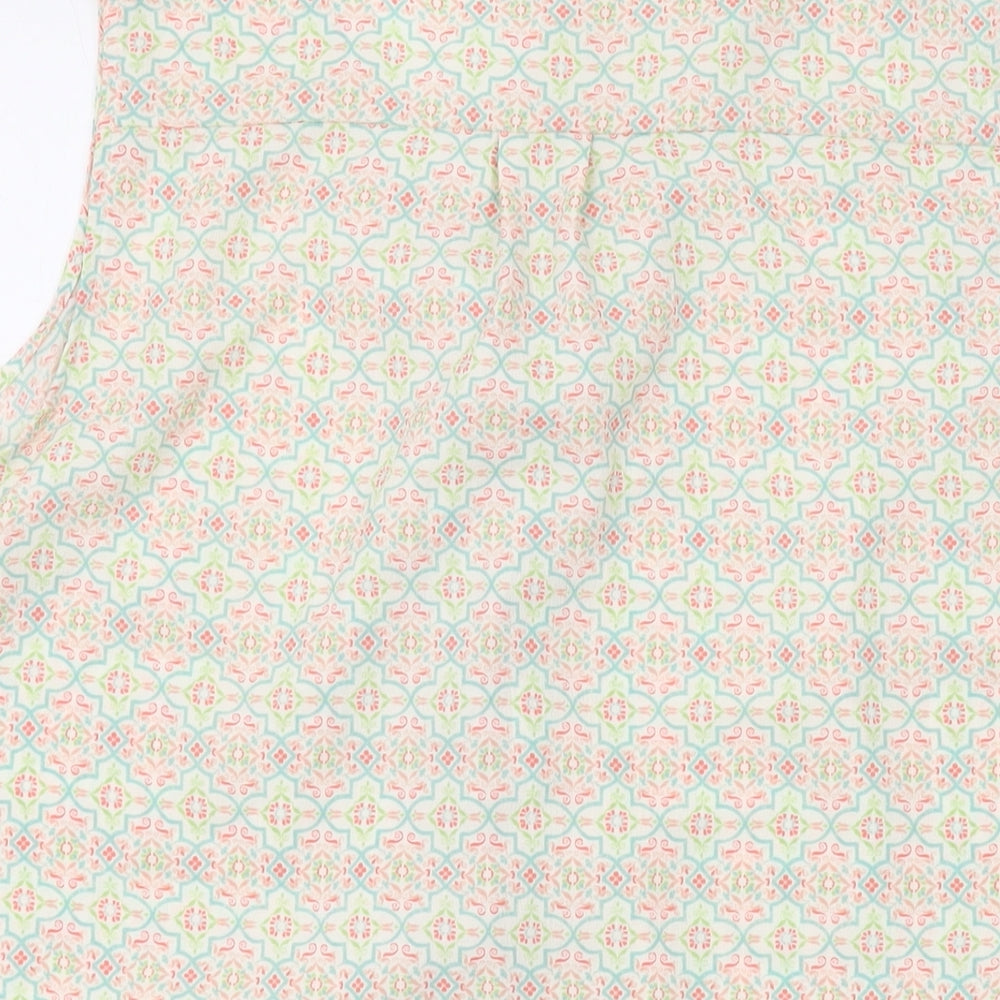 NEXT Womens Green Geometric Polyester Basic Tank Size 12 V-Neck