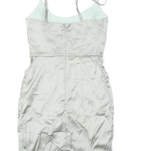 Missguided Womens Green Polyester Mini Size 8 Scoop Neck Zip