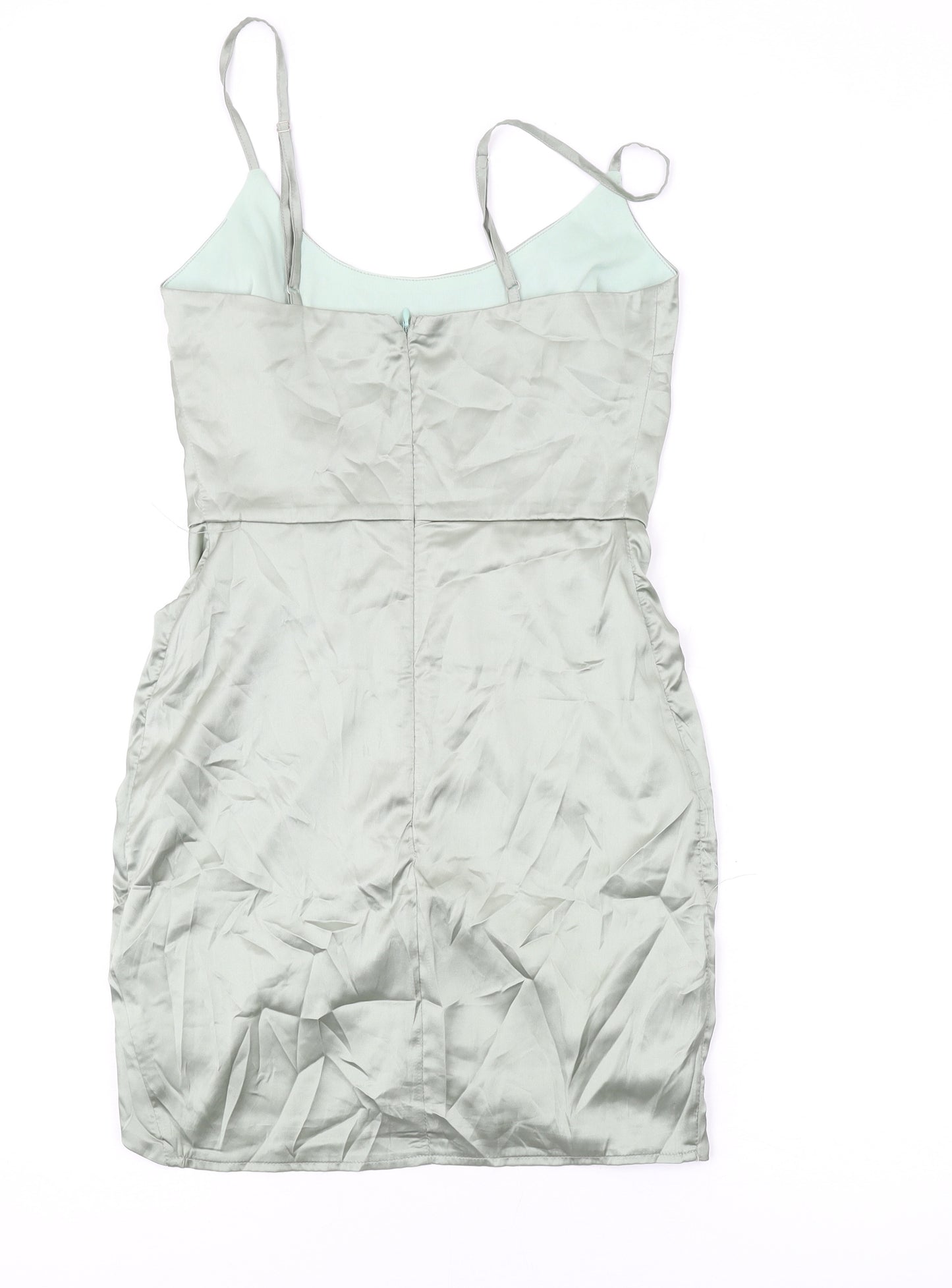 Missguided Womens Green Polyester Mini Size 8 Scoop Neck Zip