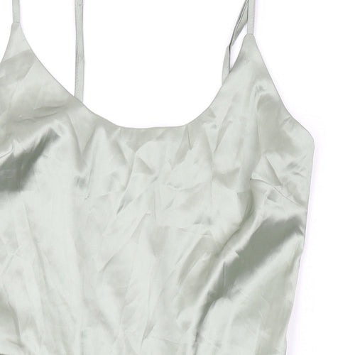 Missguided Womens Green Polyester Mini Size 8 Scoop Neck Zip