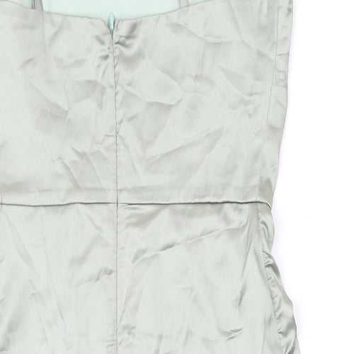Missguided Womens Green Polyester Mini Size 8 Scoop Neck Zip