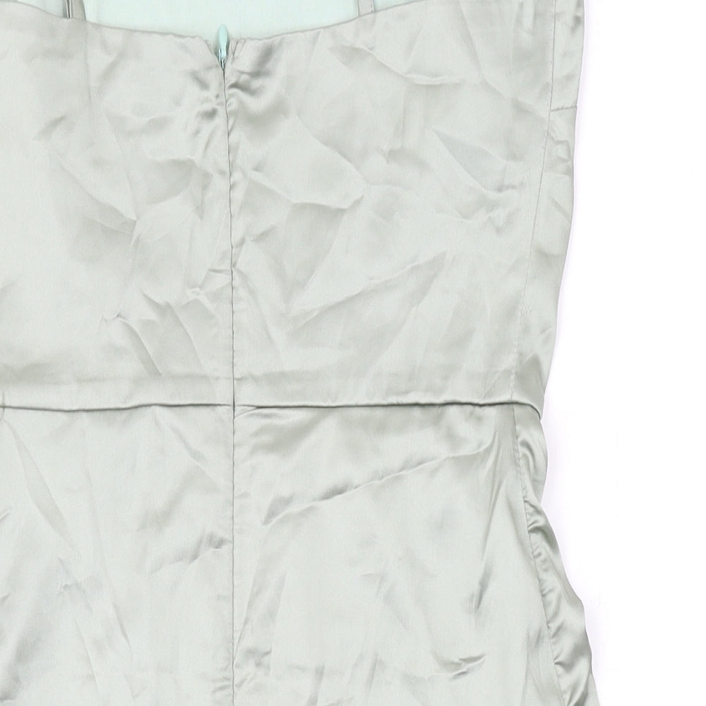 Missguided Womens Green Polyester Mini Size 8 Scoop Neck Zip