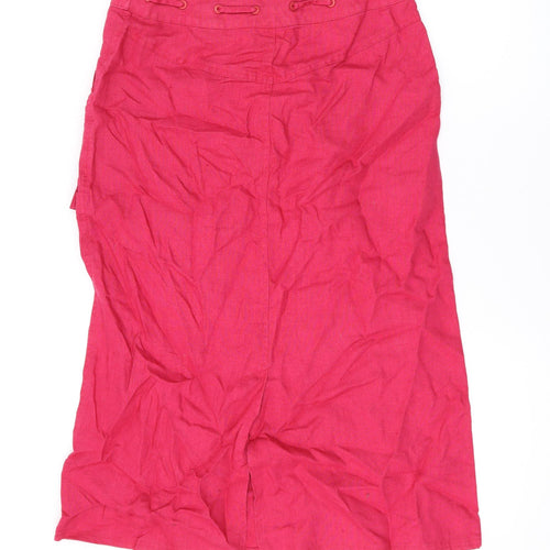 Roman Womens Pink Linen Swing Skirt Size 12 Zip