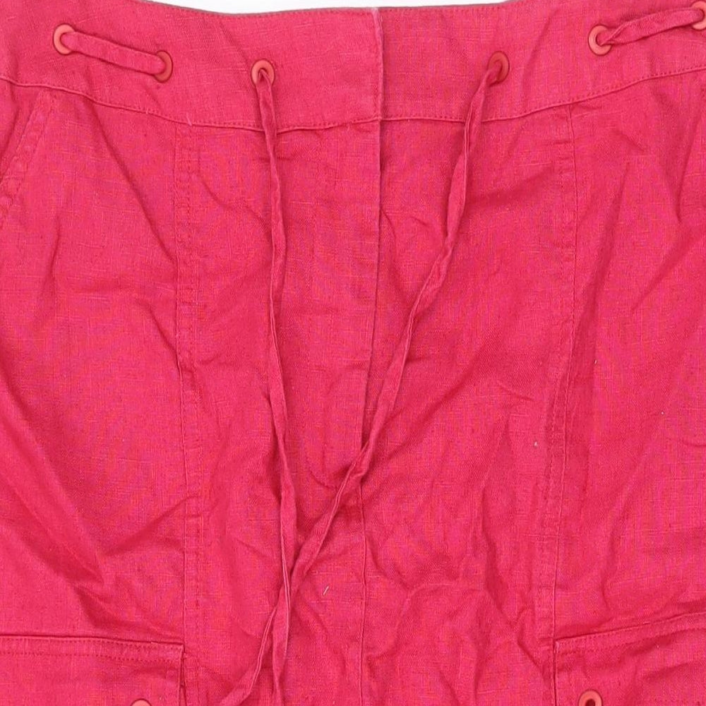 Roman Womens Pink Linen Swing Skirt Size 12 Zip
