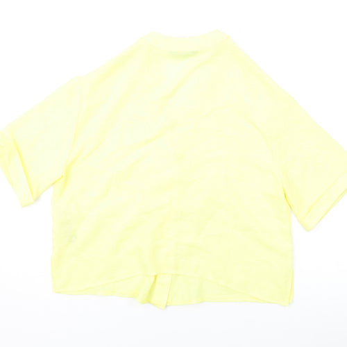 New Look Womens Yellow Polyester Basic Button-Up Size 10 V-Neck