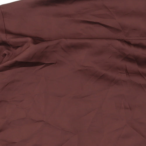 H&M Womens Brown Polyester Basic Button-Up Size XL Collared