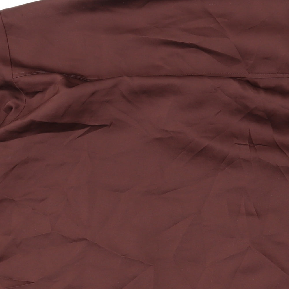 H&M Womens Brown Polyester Basic Button-Up Size XL Collared