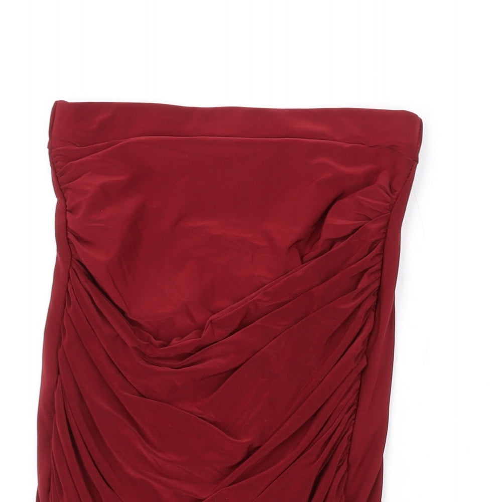 PRETTYLITTLETHING Womens Red Polyester Basic Blouse Size 4 Off the Shoulder