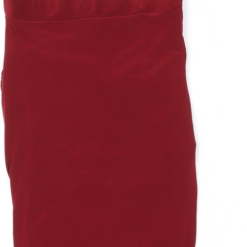 PRETTYLITTLETHING Womens Red Polyester Basic Blouse Size 4 Off the Shoulder