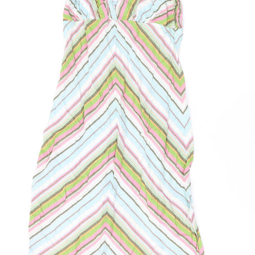 Chilli Pepper Womens Multicoloured Striped Cotton A-Line Size 10 Halter Tie