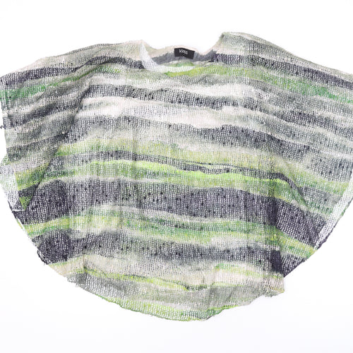 Klass Womens Green Striped Polyester Basic Blouse Size M Round Neck