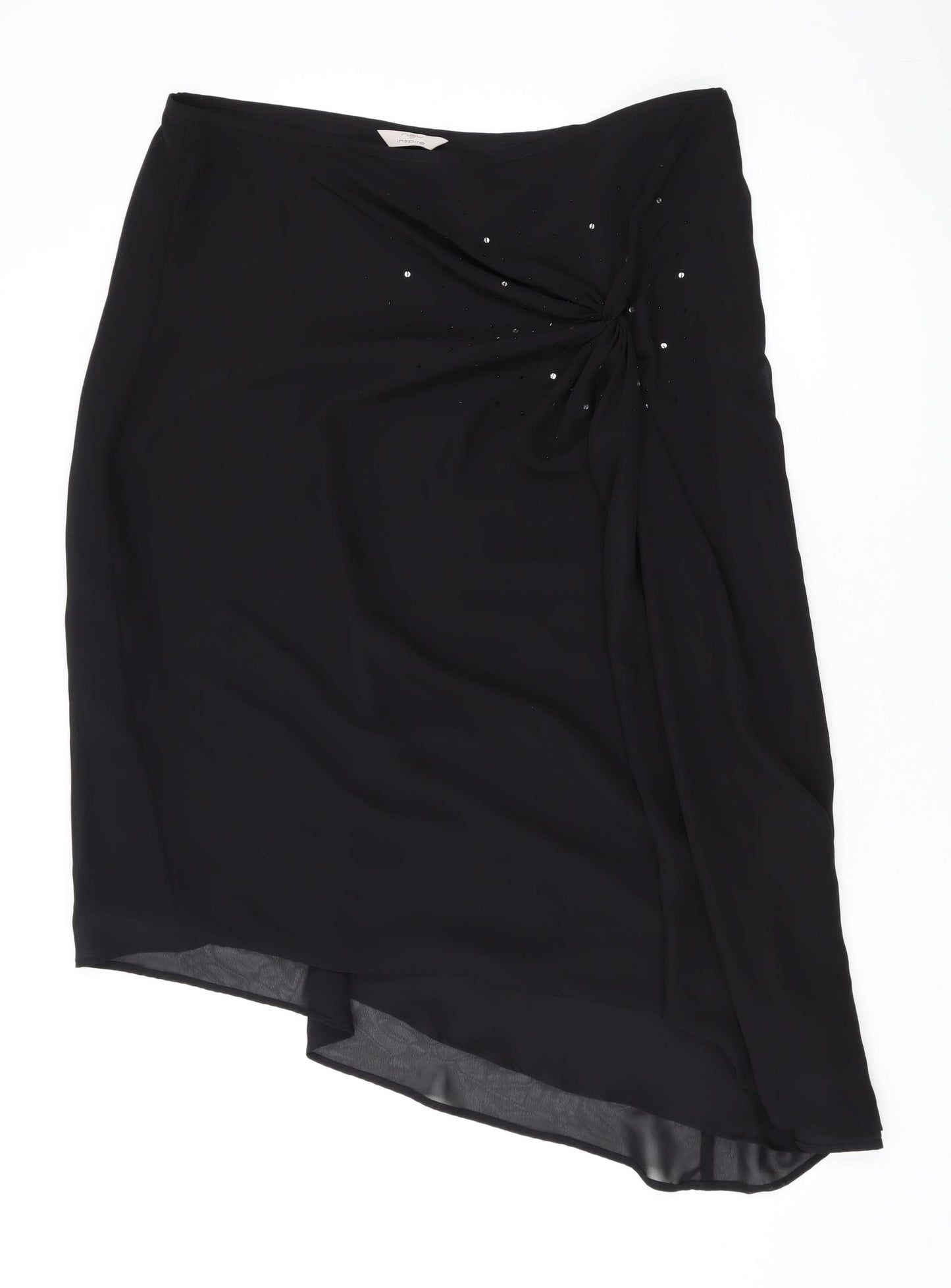 New Look Womens Black Polyester Swing Skirt Size 18 Zip