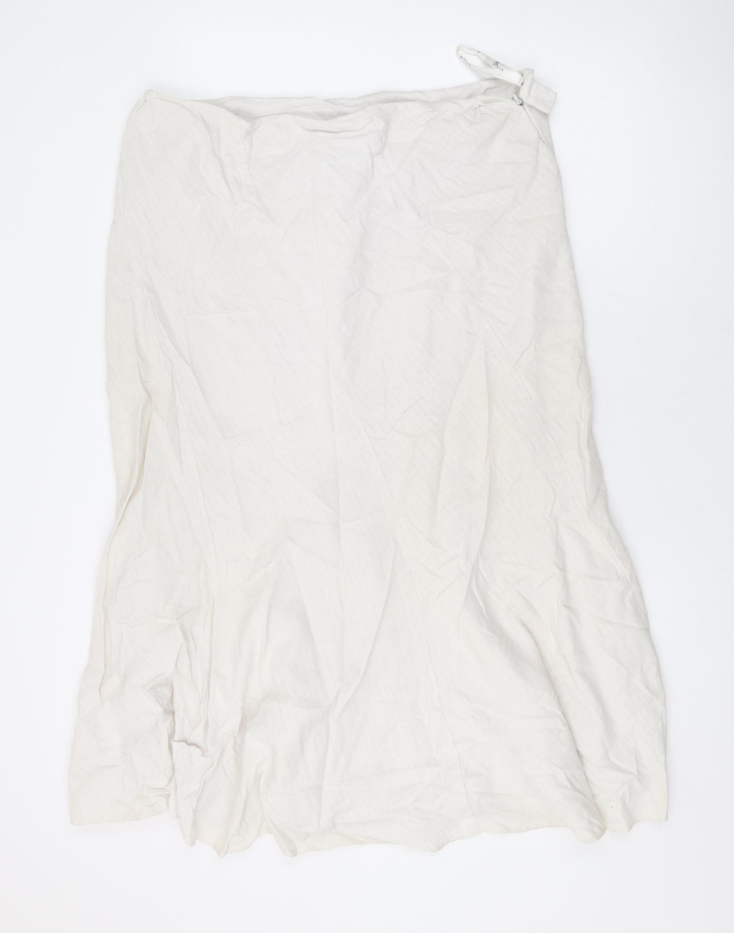 BHS Womens Beige Linen Swing Skirt Size 22 Zip